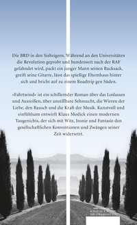 Zusatzmaterial 9783462001303 U4 von Fahrtwind: Roman von Klaus Modick