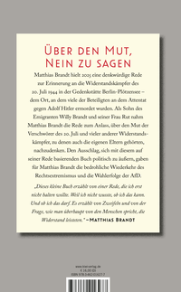 Zusatzmaterial 9783462016277 U4 von Nein sagen: Über den 20. Juli 1944, meine Eltern und persönliche Verantwortung heute von Matthias Brandt