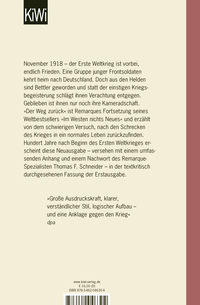 Zusatzmaterial 9783462046304 U4 von Der Weg zurück: Roman von E.M. Remarque