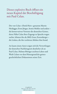 Zusatzmaterial 9783462321449 U4 von Celans Zerrissenheit: Ein jüdischer Dichter und der deutsche Geist von Helmut Böttiger
