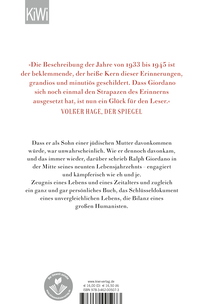 Zusatzmaterial 9783462005073 U4 von Erinnerungen eines Davongekommenen von Ralph Giordano