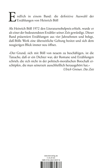 Zusatzmaterial 9783462036978 U4 von Stories von Heinrich Böll