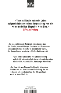 Zusatzmaterial 9783462053456 U4 von Udo von Udo Lindenberg, Thomas Hüetlin