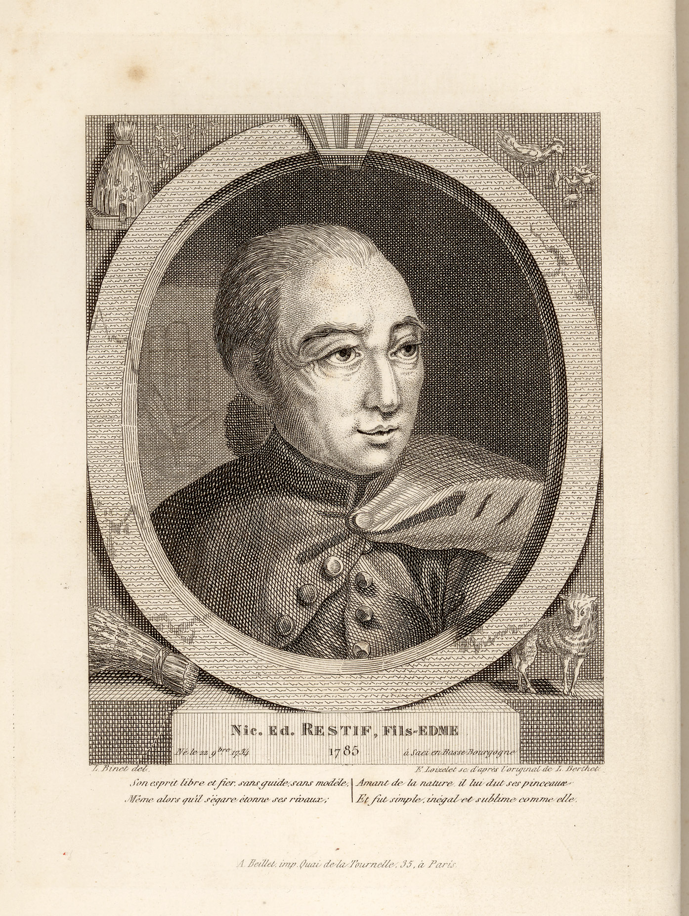 Portrait von Rétif de la Bretonne