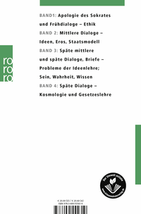 Zusatzmaterial 9783499555619 U4 von Sämtliche Werke 1: Apologie des Sokrates, Kriton, Ion, Hippias II, Theages, Alkibiades I, Laches, Charmides, Euthyphron, Protagoras, Gorgias, Menon, Hippias I,  Euthydemos, Menexemos von Platon