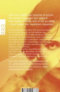 Zusatzmaterial 9783499016776 U4 von Verse für Zeitgenossen von Mascha Kaléko