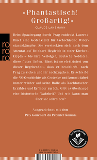 Zusatzmaterial 9783499255878 U4 von HHhH: Himmlers Hirn heißt Heydrich von Laurent Binet