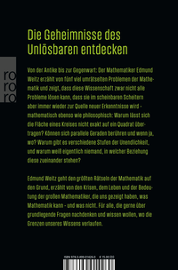 Zusatzmaterial 9783499014260 U4 von Fünf unlösbare Rätsel der Mathematik: Wie sich eine Wissenschaft selbst die Grenzen aufzeigt von Edmund Weitz
