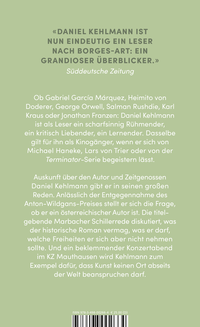 Zusatzmaterial 9783498002664 U4 von Sorgt, dass sie nicht zu zeitig mich erwecken: Essays und Reden von Daniel Kehlmann
