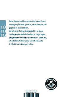 Zusatzmaterial 9783499123061 U4 von Sämtliche Gedichte: Amerikanisch / Deutsch von Ernest Hemingway