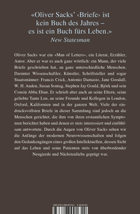 Zusatzmaterial 9783498001742 U4 von Briefe von Oliver Sacks von Oliver Sacks