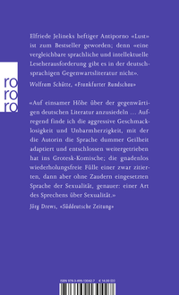 Zusatzmaterial 9783499130427 U4 von Lust von Elfriede Jelinek