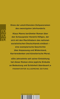 Zusatzmaterial 9783499276866 U4 von Mephisto: Roman einer Karriere von Klaus Mann