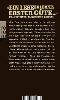Zusatzmaterial 9783499139086 U4 von Draußen im Dunkel von Cormac McCarthy