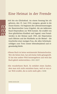 Zusatzmaterial 9783499245800 U4 von Paradiesstraße: Lebenserinnerungen der ostpreußischen Bäuerin Lena Grigoleit (mit einem neuen Nachwort und historischen Fotografien) von Ulla Lachauer