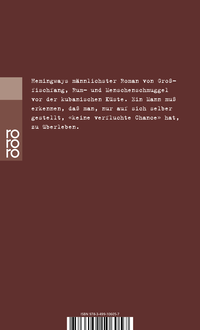Zusatzmaterial 9783499106057 U4 von Haben und Nichthaben von Ernest Hemingway