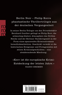 Zusatzmaterial 9783499244650 U4 von Die Berlin-Trilogie: Feuer in Berlin / Im Sog der dunklen Mächte / Alte Freunde - neue Feinde von Philip Kerr