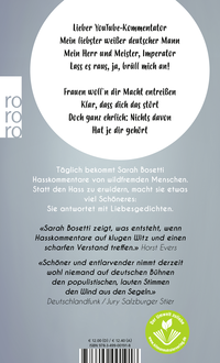 Zusatzmaterial 9783499001918 U4 von "Ich hab nichts gegen Frauen, du Schlampe!": Mit Liebe gegen Hasskommentare von Sarah Bosetti