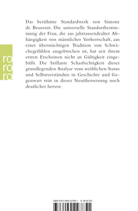 Zusatzmaterial 9783499227851 U4 von Das andere Geschlecht: Sitte und Sexus der Frau von Simone de Beauvoir