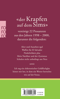 Zusatzmaterial 9783499248801 U4 von Der Krapfen auf dem Sims: Essayistische und erzählende Prosa 1998 - 2000 von Max Goldt