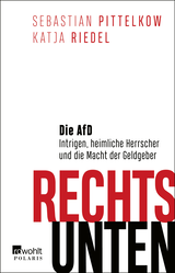 Buchcover von Rechts unten: Die AfD: Intrigen, heimliche Herrscher und die Macht der Geldgeber von Sebastian Pittelkow