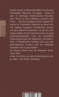 Zusatzmaterial 9783499228308 U4 von Silentium! von Wolf Haas