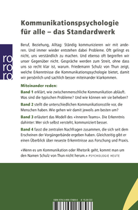 Zusatzmaterial 9783499174896 U4 von Miteinander reden 1: Störungen und Klärungen: Allgemeine Psychologie der Kommunikation von Friedemann Schulz von Thun