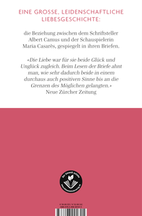 Zusatzmaterial 9783498001315 U4 von Schreib ohne Furcht und viel: Eine Liebesgeschichte in Briefen 1944-1959 von Albert Camus, Maria Casarès