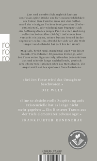 Zusatzmaterial 9783499272370 U4 von Ich bin der Wind: und andere Stücke von Jon Fosse