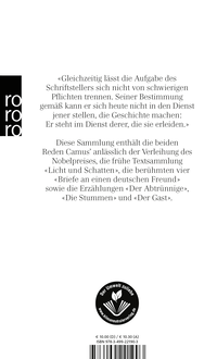 Zusatzmaterial 9783499221903 U4 von Kleine Prosa von Albert Camus