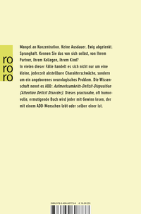 Zusatzmaterial 9783499607738 U4 von Zwanghaft zerstreut: oder Die Unfähigkeit, aufmerksam zu sein von Edward M. Hallowell, John J. Ratey