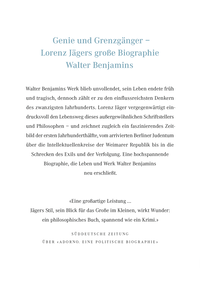Zusatzmaterial 9783871348211 U4 von Walter Benjamin: Das Leben eines Unvollendeten von Lorenz Jäger