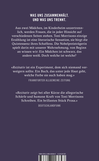 Zusatzmaterial 9783498003647 U4 von Rezitativ von Toni Morrison