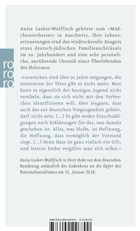 Zusatzmaterial 9783499226700 U4 von Ihr sollt die Wahrheit erben: Die Cellistin von Auschwitz - Erinnerungen von Anita Lasker-Wallfisch