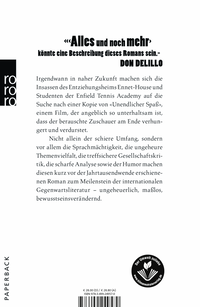 Zusatzmaterial 9783499249570 U4 von Unendlicher Spaß von David Foster Wallace