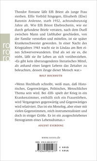 Zusatzmaterial 9783499001277 U4 von Effis Nacht: Monolog von Rolf Hochhuth