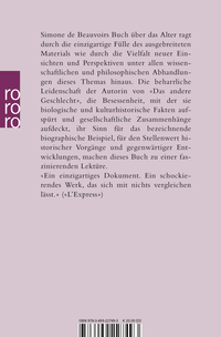 Zusatzmaterial 9783499227493 U4 von Das Alter: (La Vieillesse) von Simone de Beauvoir