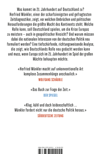 Zusatzmaterial 9783737102155 U4 von Macht im Umbruch: Deutschlands Rolle in Europa und die Herausforderungen des 21. Jahrhunderts von Herfried Münkler