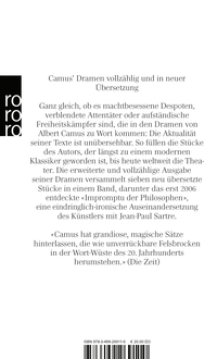 Zusatzmaterial 9783499269110 U4 von Sämtliche Dramen von Albert Camus