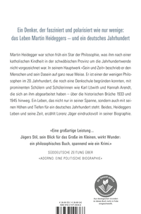 Zusatzmaterial 9783737100366 U4 von Heidegger: Ein deutsches Leben von Lorenz Jäger