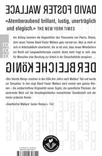 Zusatzmaterial 9783499270611 U4 von Der bleiche König: Ein unvollendeter Roman von David Foster Wallace