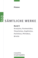 Buchcover von Sämtliche Werke 3: Kratylos, Parmenides, Theaitetos, Sophistes, Politikos, Philebos, Briefe von  Platon